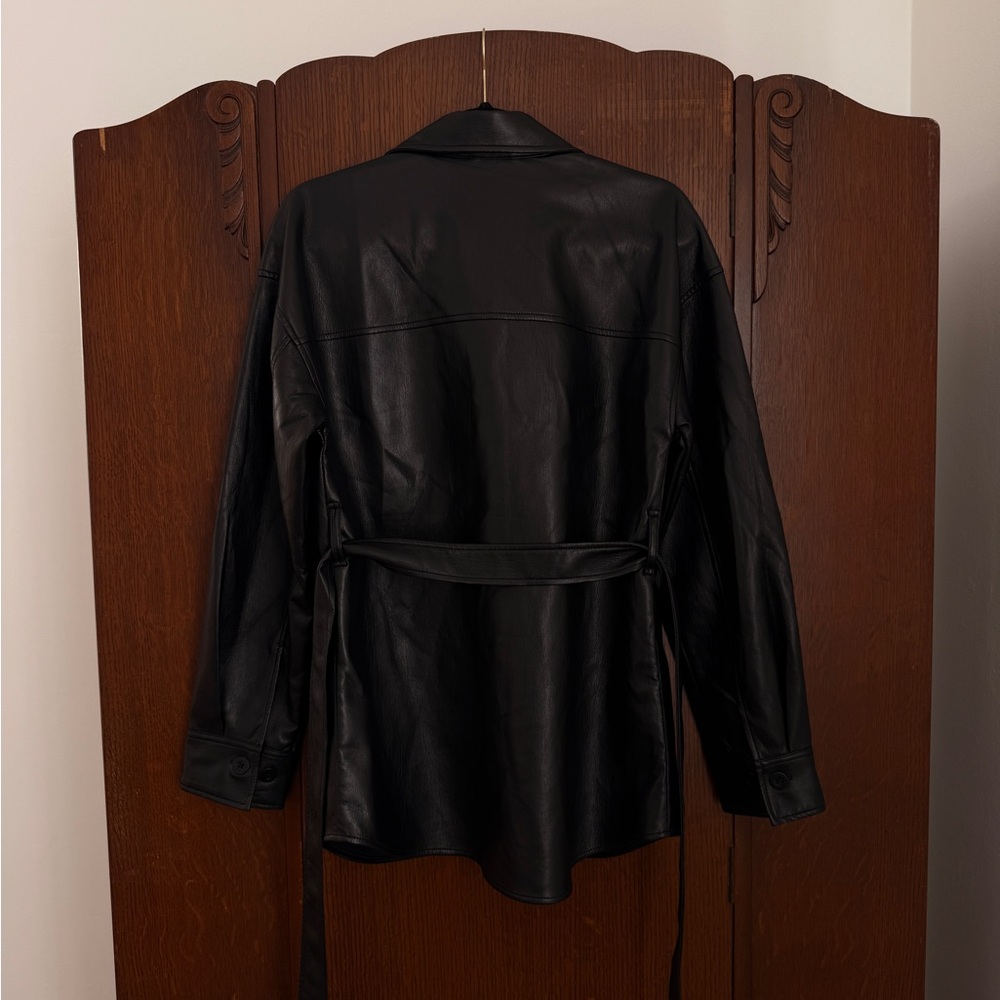 Babaton Vegan Leather Short Jacket with Belt - Picture 4 of 4